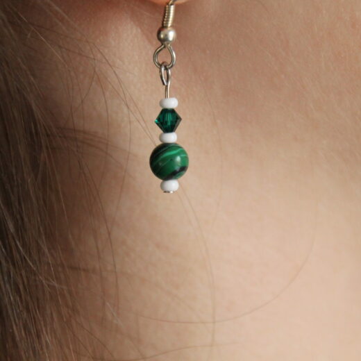Grüne Edelstein-Ohrringe aus Achat und Swarovski